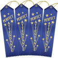 Ribbonsnow Perfect Attendance Ribbons - 100 Blue Ribbons With Card & String