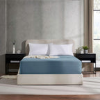 Nestl Extra Deep Pocket Full Fitted Sheet, Stone Blue Full Size Fitted Sheet Only, 1800 Microfiber Fitted Bed Sheet, Ultra Soft Full Bed Fitted Sheet Fits Up To 24 Inch Mattress