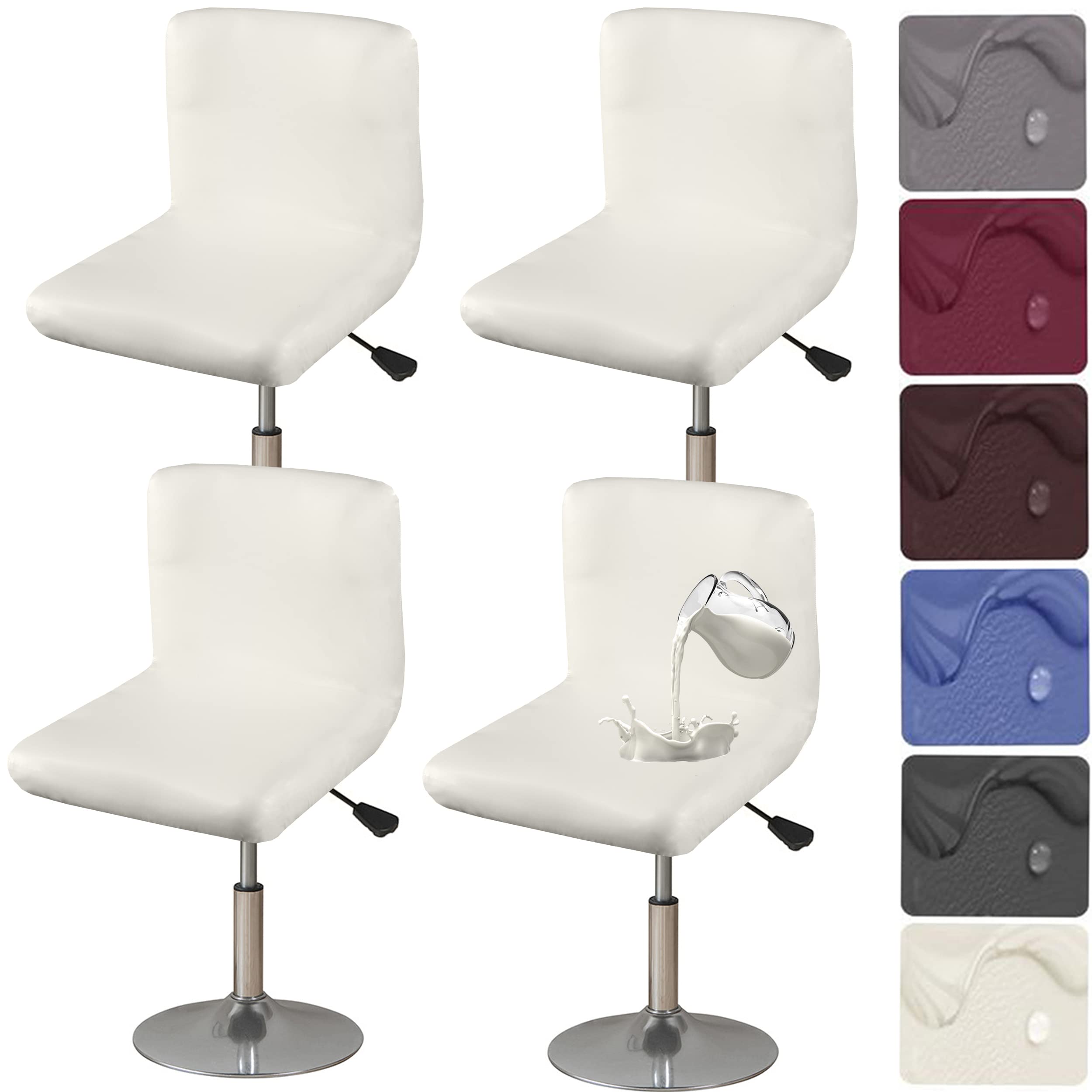 HFCNMY Bar Stool Chair Covers, 2 Pack Stretch Waterproof PU Bar Stool Covers with Backs Washable Bar Chair Covers Swivel Barstoo