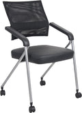 Boss Mesh and Caressoftplus Folding Chair in Black Finish B1806P-BK-2