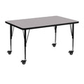 Flash Furniture Wren Mobile 30''W X 48''L Rectangular Grey Thermal Laminate Activity Table - Height Adjustable Short Legs