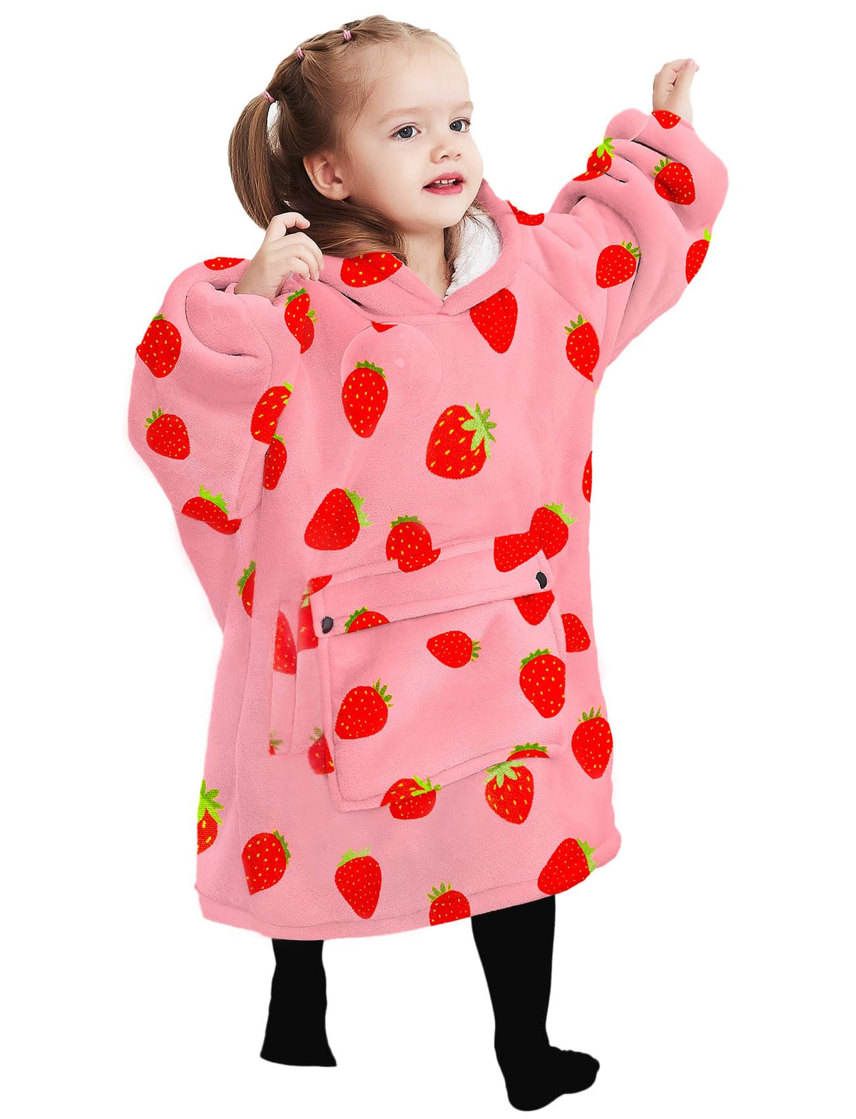 Kfubuo Wearable Blanket Hoodie For Kids Toddlers Sherpa Blanket Sweatshirt With Pocket Cute Hoodies 2-6 Year Old Girl Birthday G