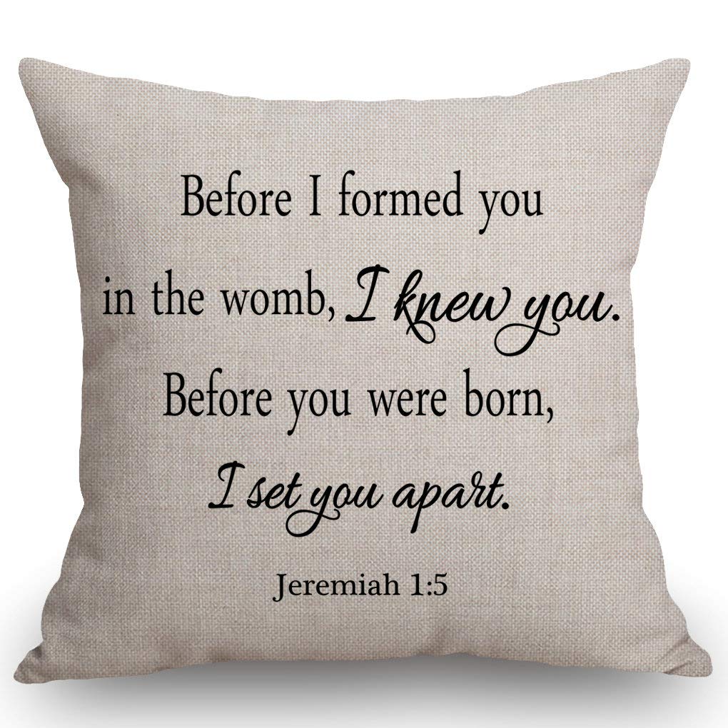 Before I Formed You In The Womb I Knew You.Before You Were Born,I Set You Apart.Jeremiah 1:5 Throw Pillow Cover Cushion Case For