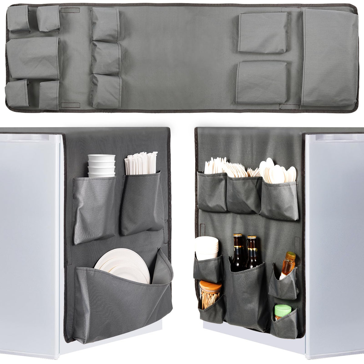 Extended Mini Fridge Caddy Organizer - 55' x 16.5' Back to School Dorm and Office Over the Fridge Storage Organizer with 11Poc