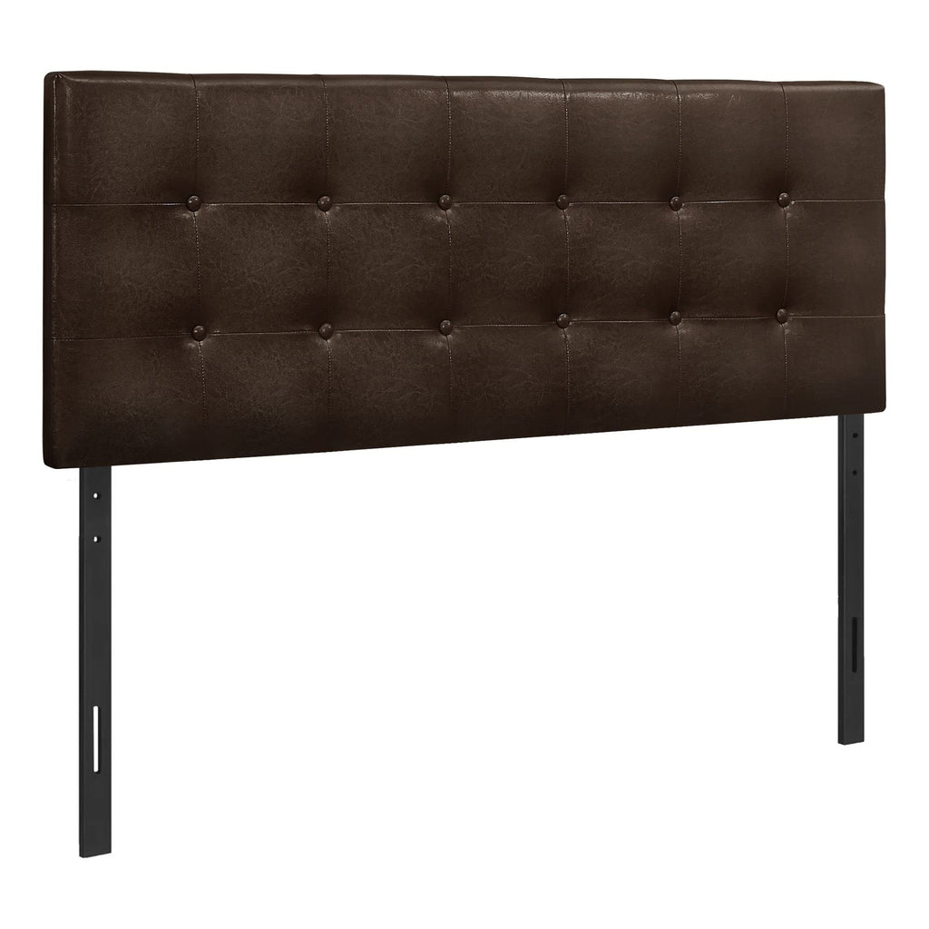 Monarch Specialties I 6000F Bed, Headboard Only, Full Size, Bedroom, Upholstered, Pu Leather Look, Brown, Transitional