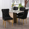 Soarflash Velvet Dining Chair Set Of 4, Upholstered Tufted Dining Room Chair With Nailhead Trim And Solid Gold Plated Leg For Ki