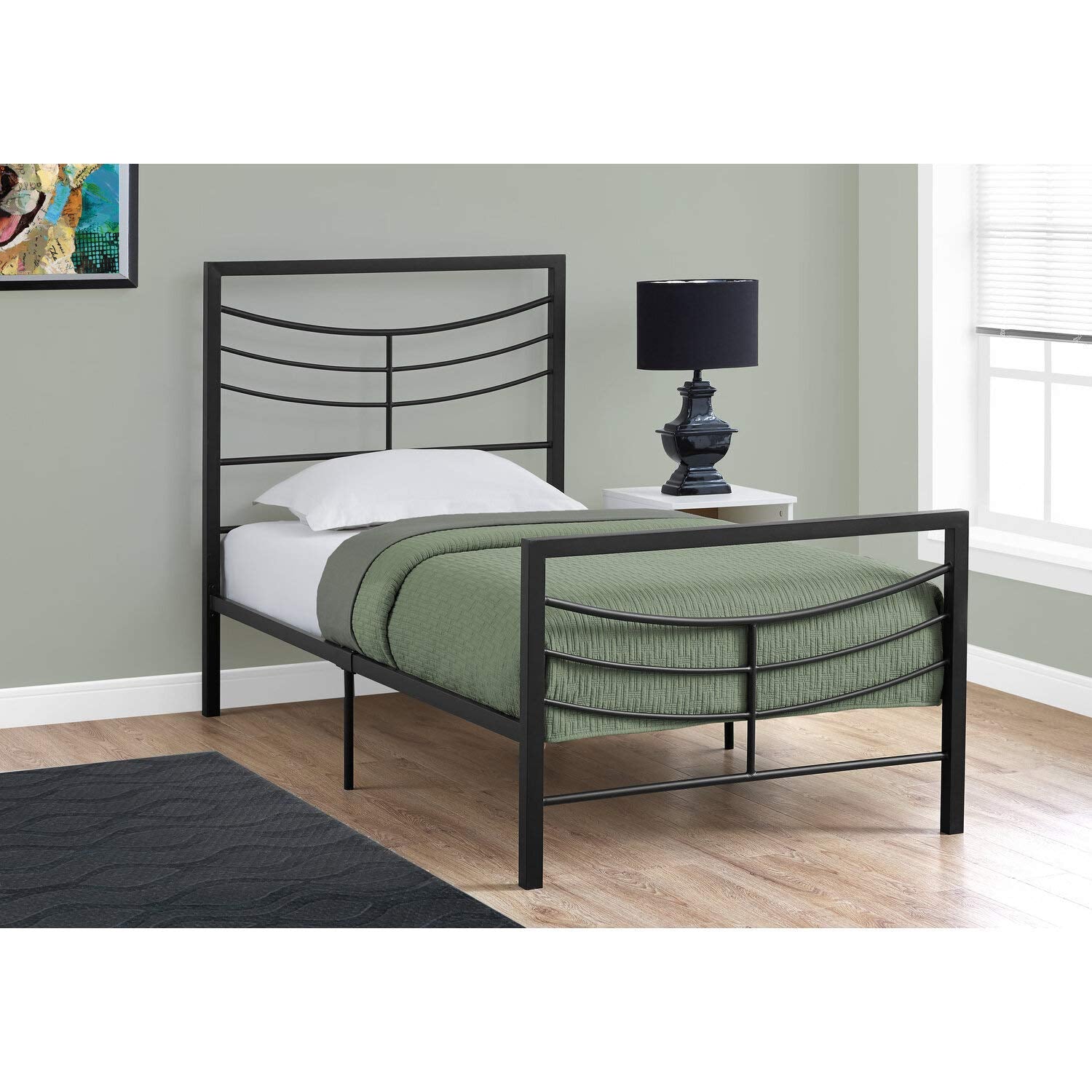 Monarch Specialties I BED - TWIN SIZE/BLACK METAL FRAME ONLY ONLY,
