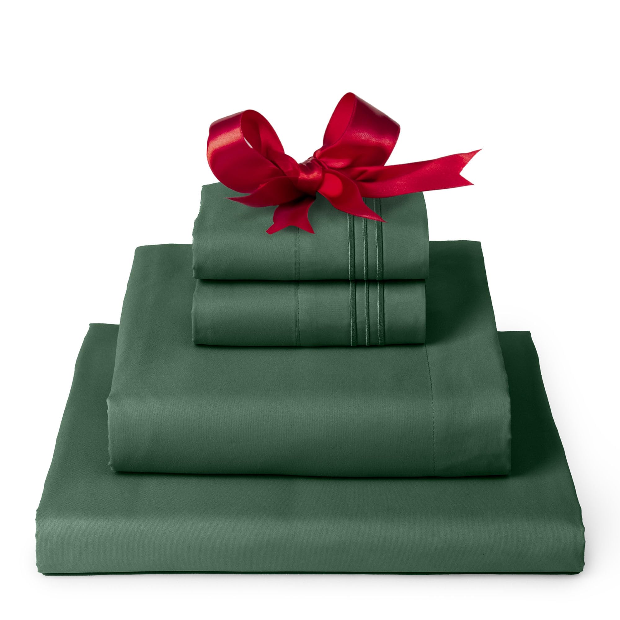 Mellanni Twin Sheet Set - 4-Piece Iconic Collection Bedding, (Including 2 Pillowcases), 16-Inch Deep Pocket, Easy Care, Extra Soft, Cooling Sheets, Brushed Microfiber - Emerald Green