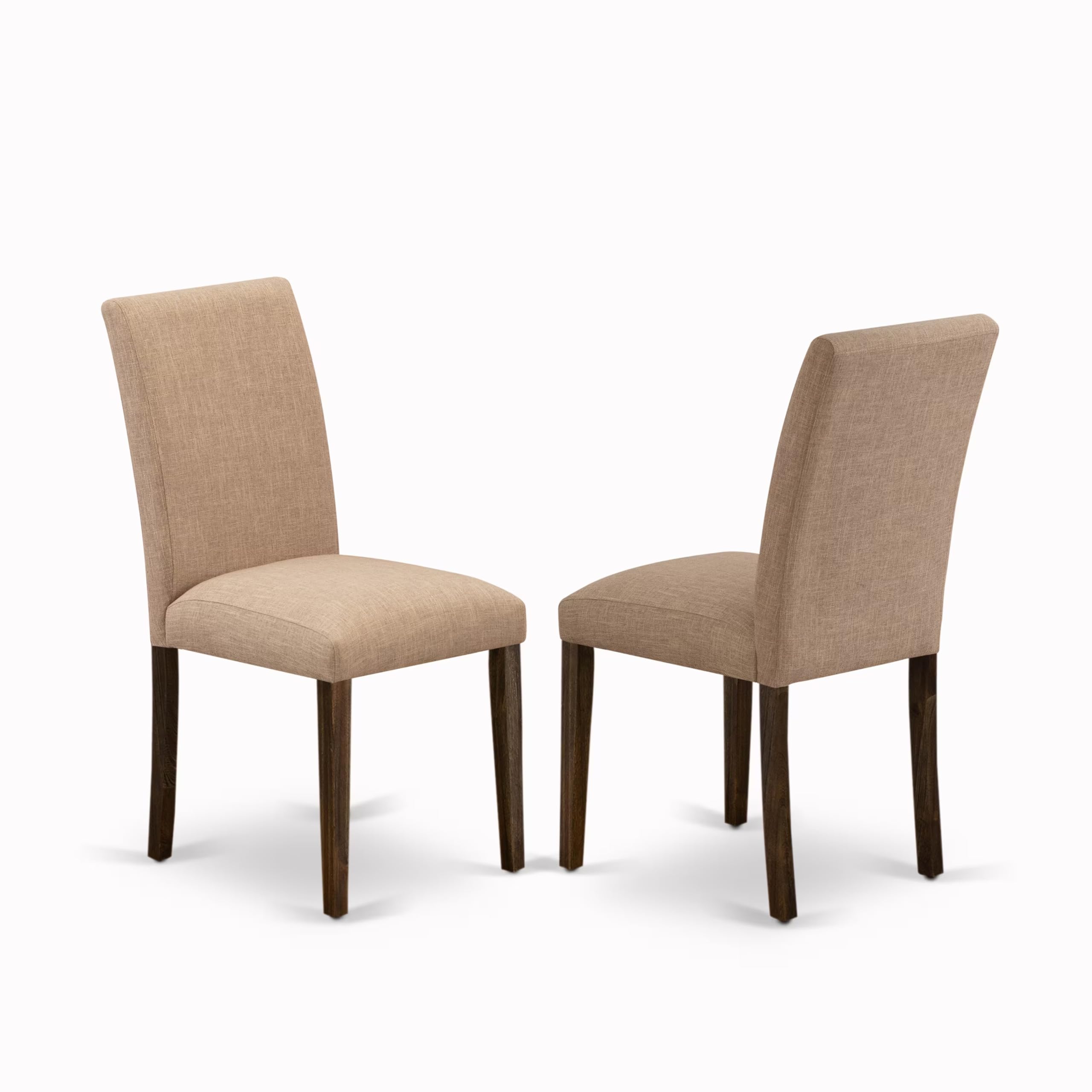 East West Furniture Cnab5-77-47 5 Piece Dining Table Set Includes A Rectangle Rustic Wood Dining Room Table And 4 Light Sable Linen Fabric Parsons Chairs, 36X60 Inch, Jacobean