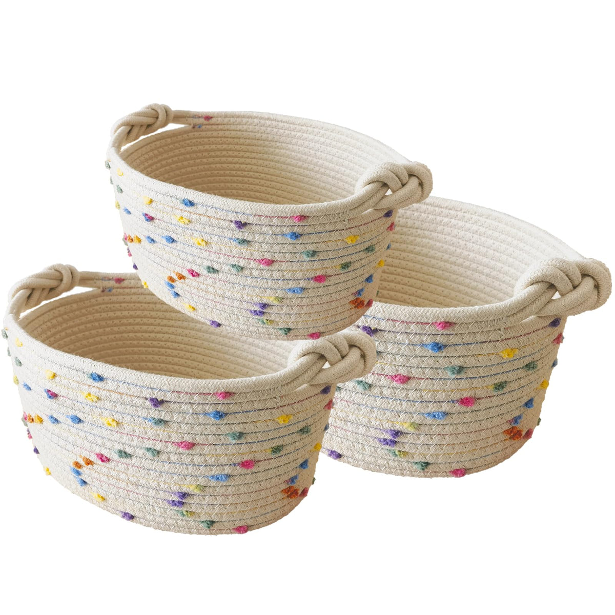 3pcs Small basket, Cute Woven Basket Decorative Bin for Storage
