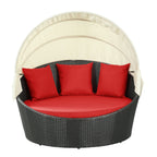 Modway Siesta Wicker Rattan Outdoor Patio Canopy Daybed In Espresso Red
