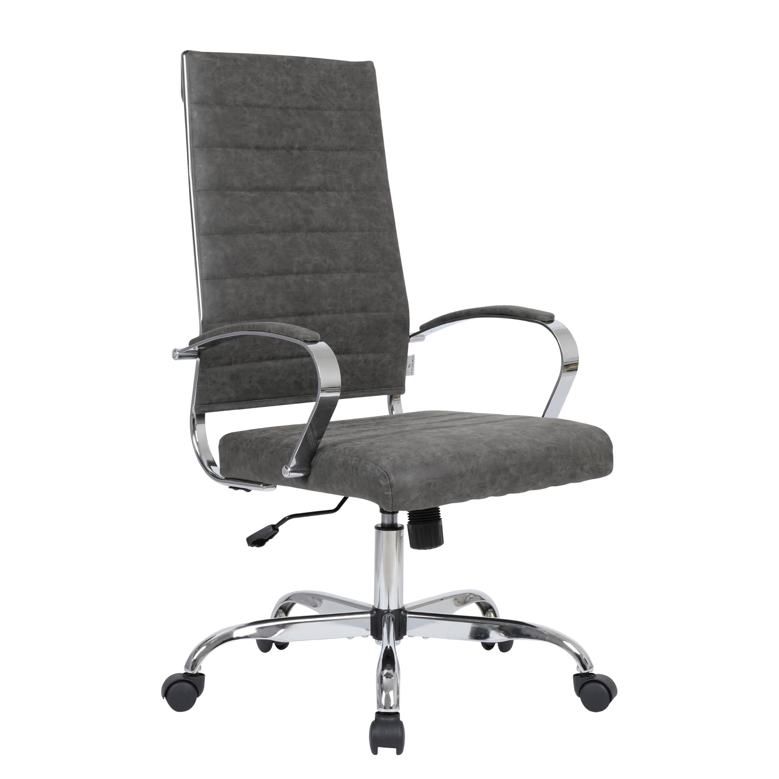Leisuremod Benmar Modern High-Back Adjustable Swivel Leather Office Chair, 22.5 X 46 X 24.5, Charcoal