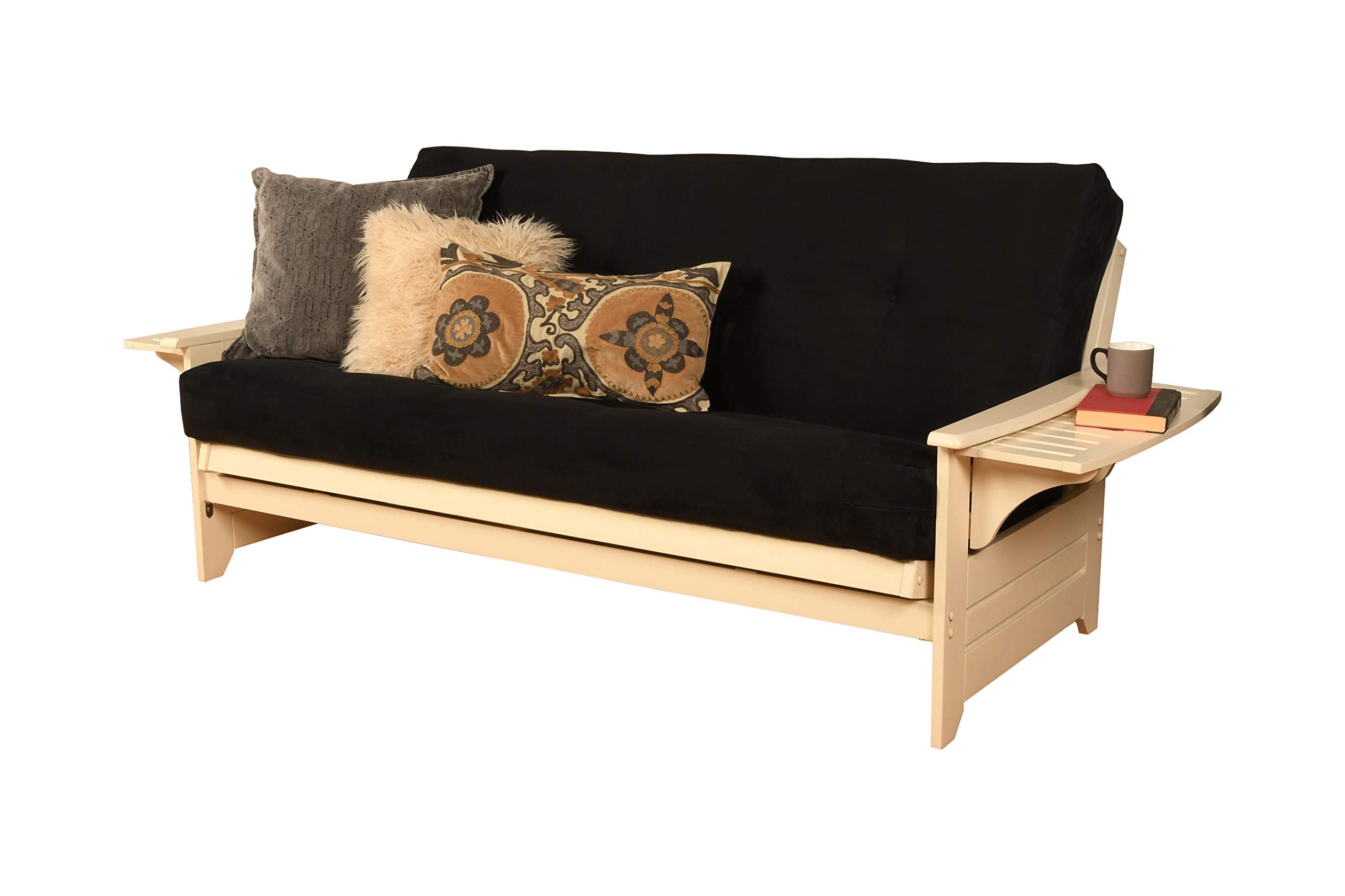 Kodiak Furniture Phoenix Futon with Suede Fabric Mattress in Antique White/Black