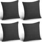 4 Pack Decorative Outdoor Waterproof Throw Pillow Covers, Square Patio Balcony Garden Waterproof Cushion Case, Pu Coating Pillow Shell For Couch, Bed, Patio, Sofa, Tent,18 X 18 Inch (Black)
