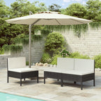 Patio Chairs 3 pcs with Cushions Poly Rattan Black