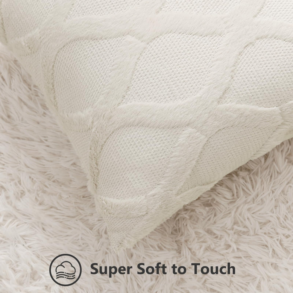 Decoruhome Throw Pillow Covers 24X24 Inch Set Of 2, Soft Plush Faux Fur Wool Beige Couch Pillow Covers, Decorative Pillow Cases For Bed Sofa Living Room Home Decor