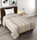 Bedcoudre Beige And Grey Modern Chevron Pattern ComforterAll Season Quilt|Ac Blanket/Rajai/Dohar|Single Bed(152X228 Cm) Lightw