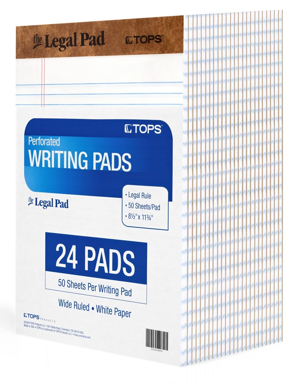 Tops Notepads 8.5 X 11 Wide Ruled Pack Of 24 - The Legal Pad Brand - White Legal Pads 8.5 X 11-50 Sheets Per Notepad - Made In T