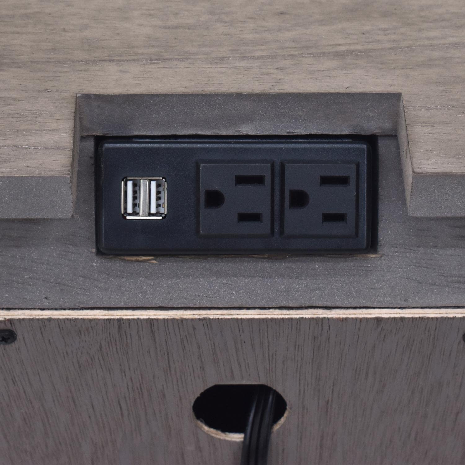 Steve Silver Furniture Highland Park Nightstand, Driftwood Finish, Nickle Hardware, 2 USB Charging Ports, 2 Full Size Drawers & 1 Half Size Drawer, Bedroom, 28&quot; L x 17&quot; D x 29.5&quot; H, Brown