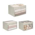 WUIKE Closet Storage Bins, Clear Window, Linen Beige, Large, 3Pack