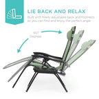 Best Choice Products Set of 2 Zero Gravity Lounge Chairs Steel Mesh Sage Green SKY7102