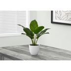 Monarch Specialties I 9502 Artificial Plant 17" Aureum Green Leaves Metal White Pot