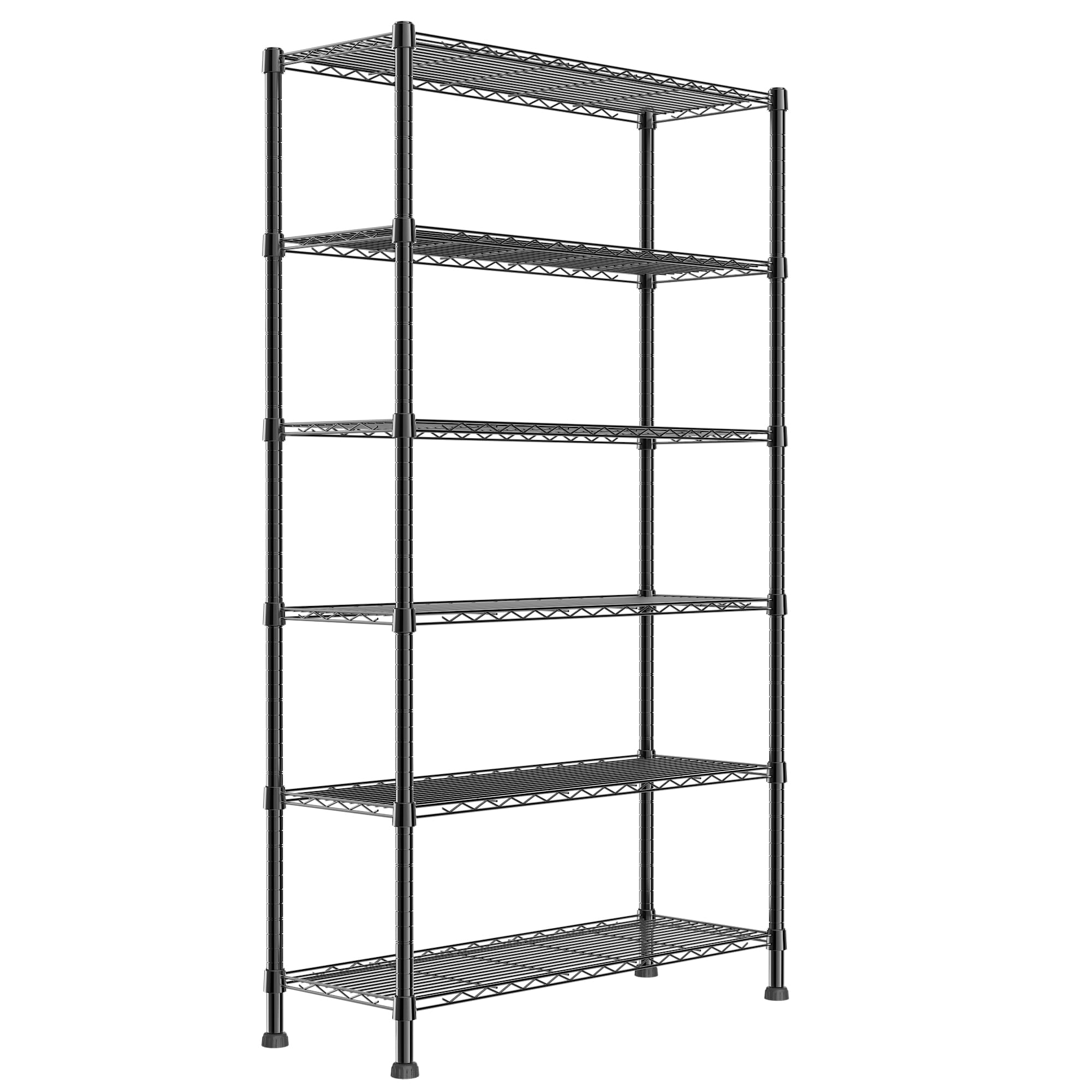 Regiller 6-Wire Shelving Metal Storage Rack Adjustable Shelves,Standing Storage Shelf Units For Laundry Bathroom Kitchen Pantry Closet(Black,14.1' D X 36.1' W X 72' H)