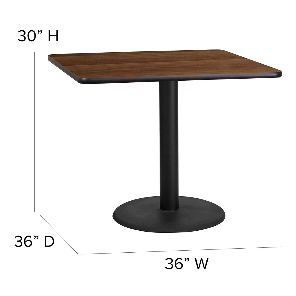 Flash Furniture 36'' Square Natural Laminate Table Set with X-Base and 4 Ladder Back Metal Chairs - Black Vinyl Seat