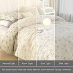 Eavd Boho Floral Comforter Set Queen Soft Washed Microfiber Bedding Comforter Set Garden Beige Floral Bedding Queen Comforter Se