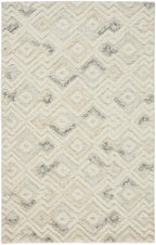 HomeRoots 512764 10 x 14 ft. Ivory Gray & Black Wool Geometric Tufted Handmade Rectangle Area Rug
