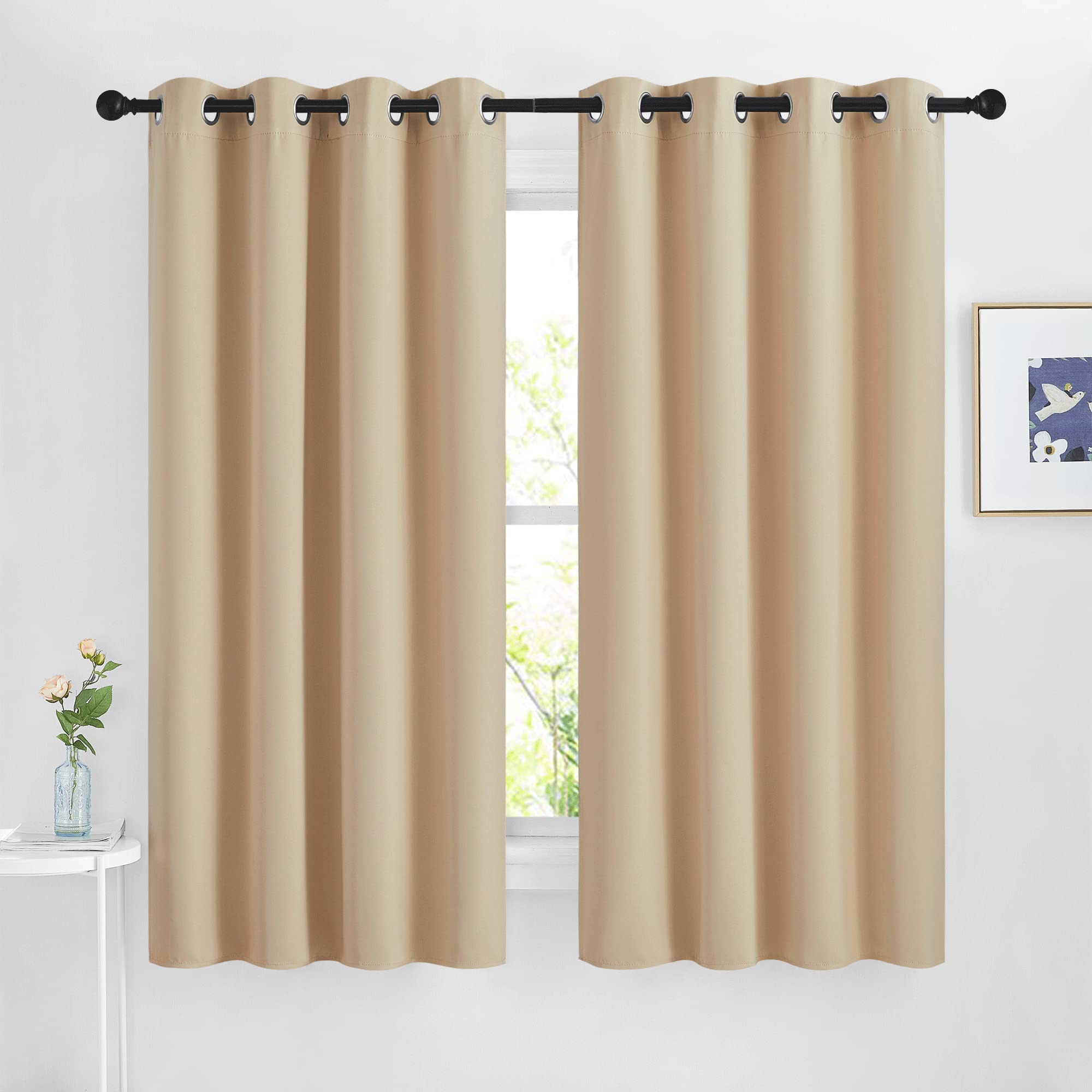 Nicetown Blackout Curtain Panels For Living Room - Window Treatment Thermal Insulated Solid Grommet Vertical Drapes Window Treat