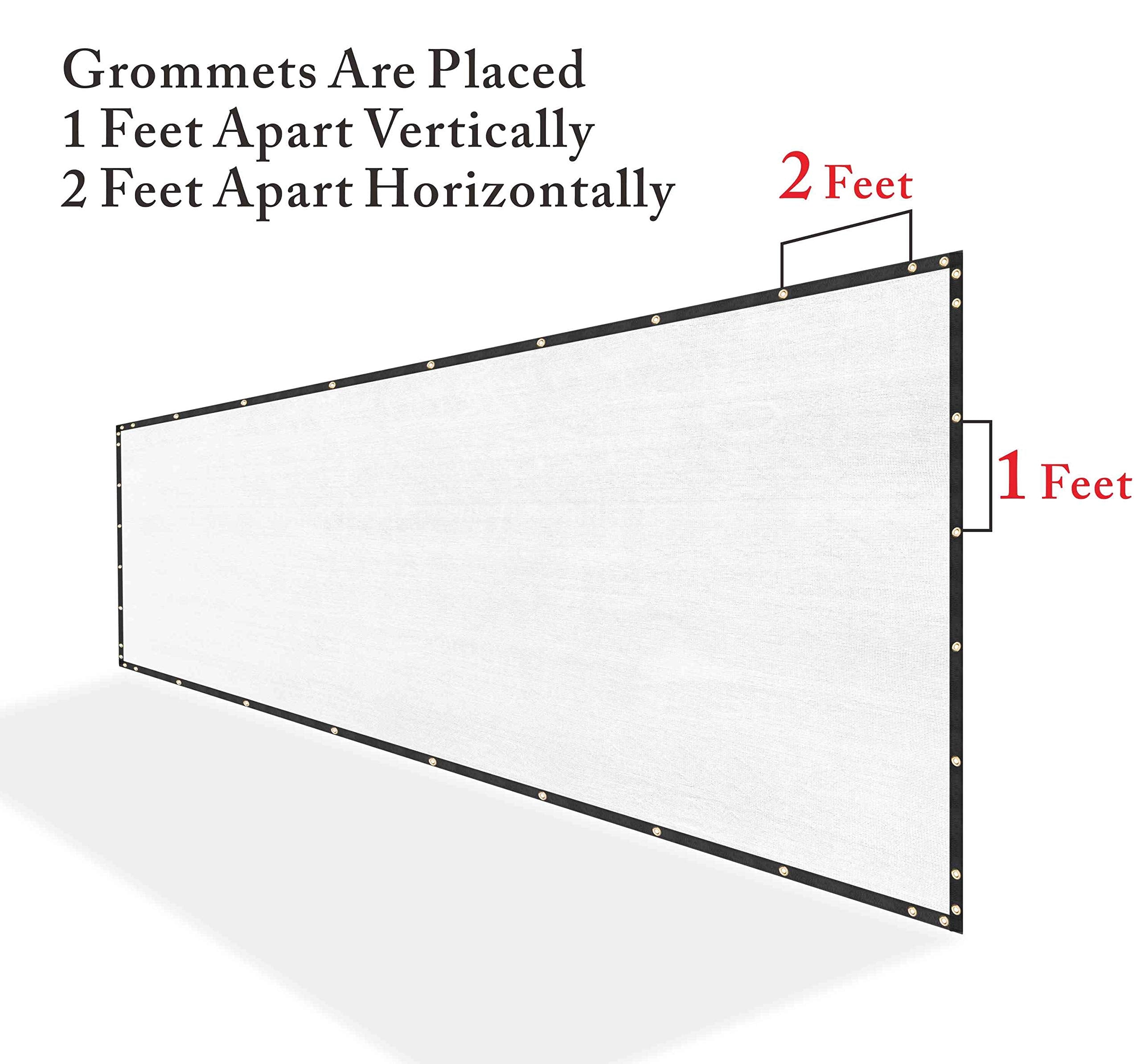 Royal Shade Custom Size 6' X 151' White Fence Privacy Screen Windscreen Cover Netting Mesh Fabric Cloth - Cable Zip Ties Include