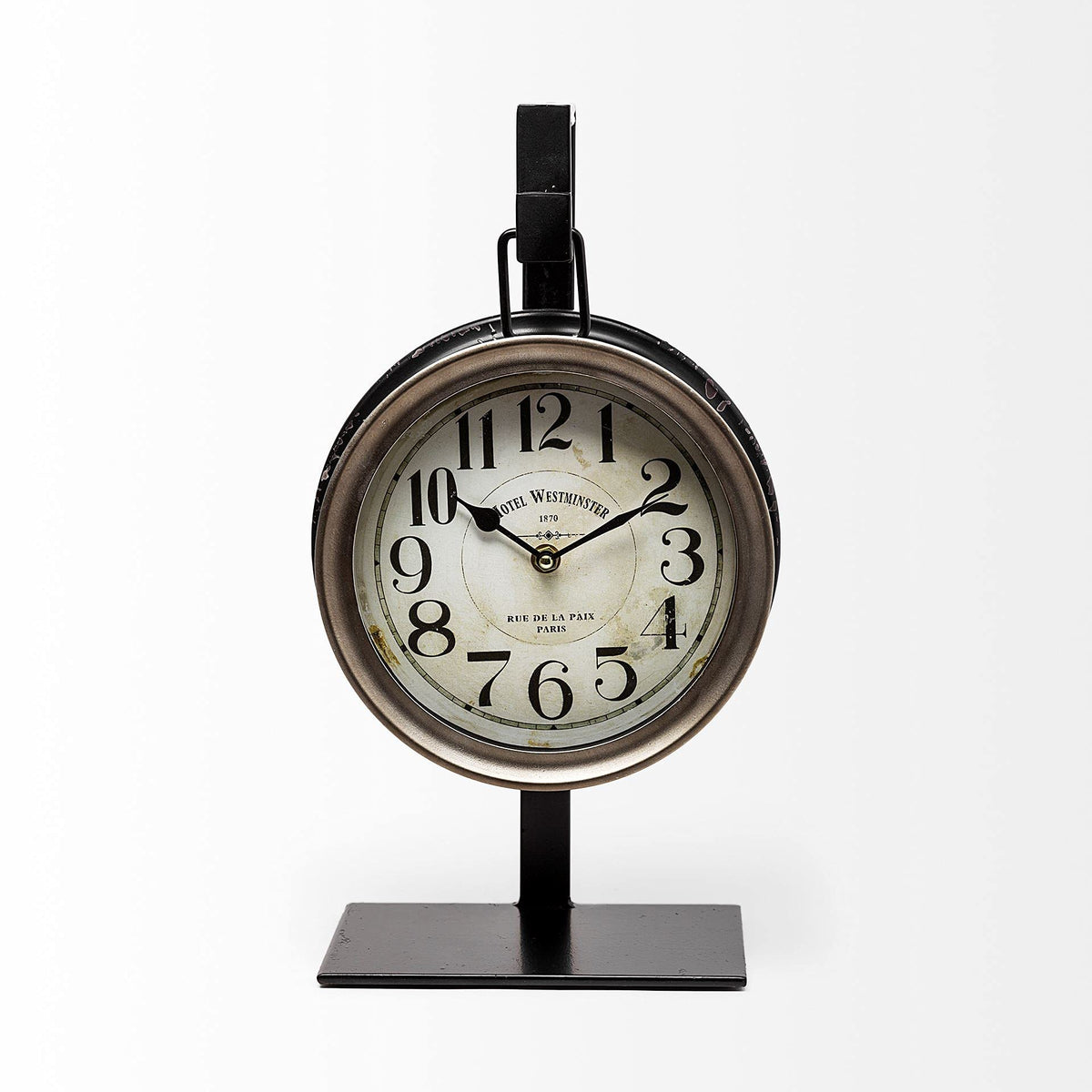 HomeRoots Metallic Brown Metal Hanging Desk/Table Clock