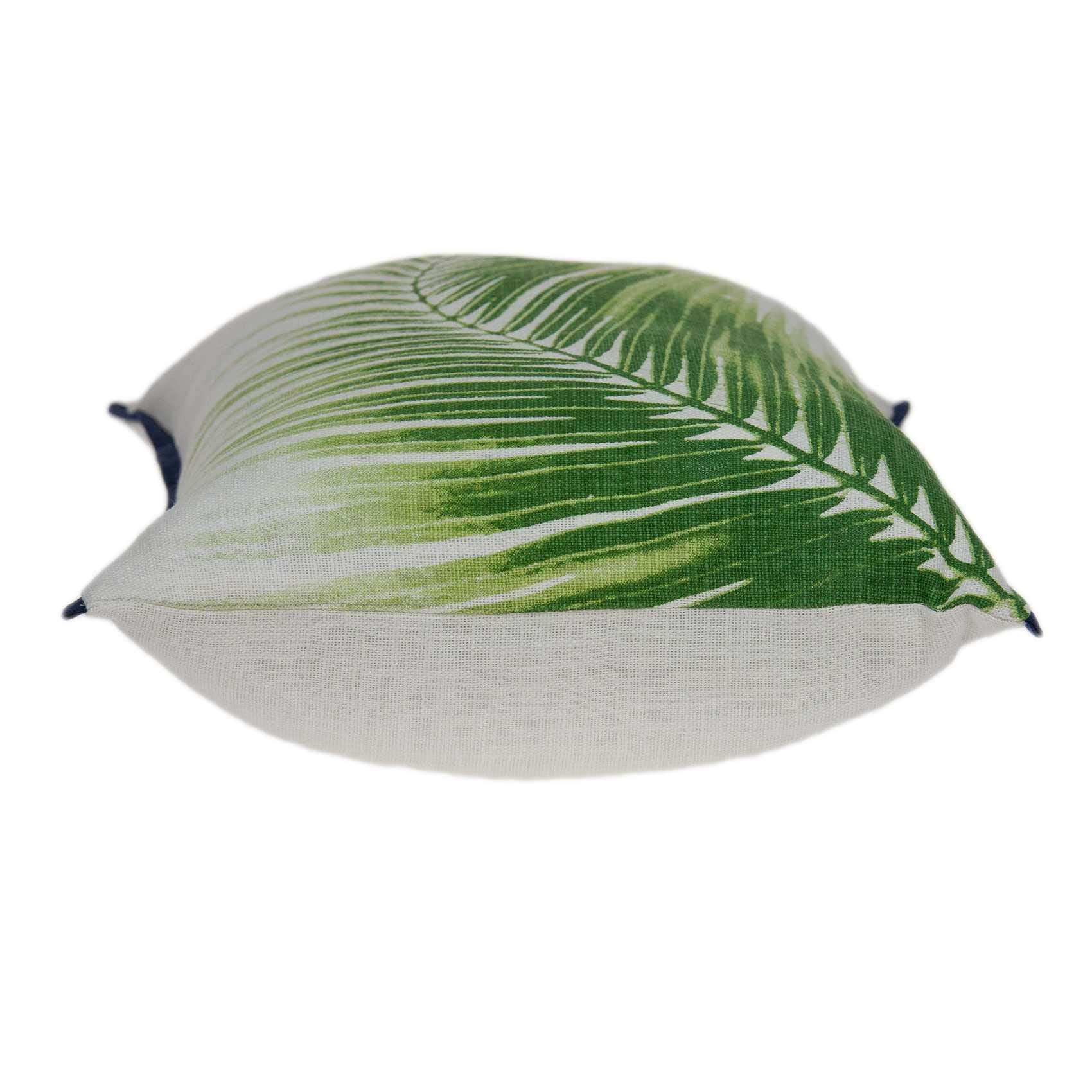 HomeRoots 100% Cotton Parkland Collection Areca Tropical Green Pillow Cover with Poly Insert
