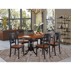 East West Furniture PLAI7-BLK-W 7 Piece Dining Room Table Set Consist of an Oval Kitchen Table with Butterfly Leaf and 6 Dining Chairs, 42x78 Inch, Black & Cherry