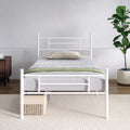 Novilla Twin Bed Frame With Headboard And Footboard, 14 Inch Metal Platform Bed Frame With Under Bed Storage, No Box Spring Needed, Strong Metal Slats Support, White