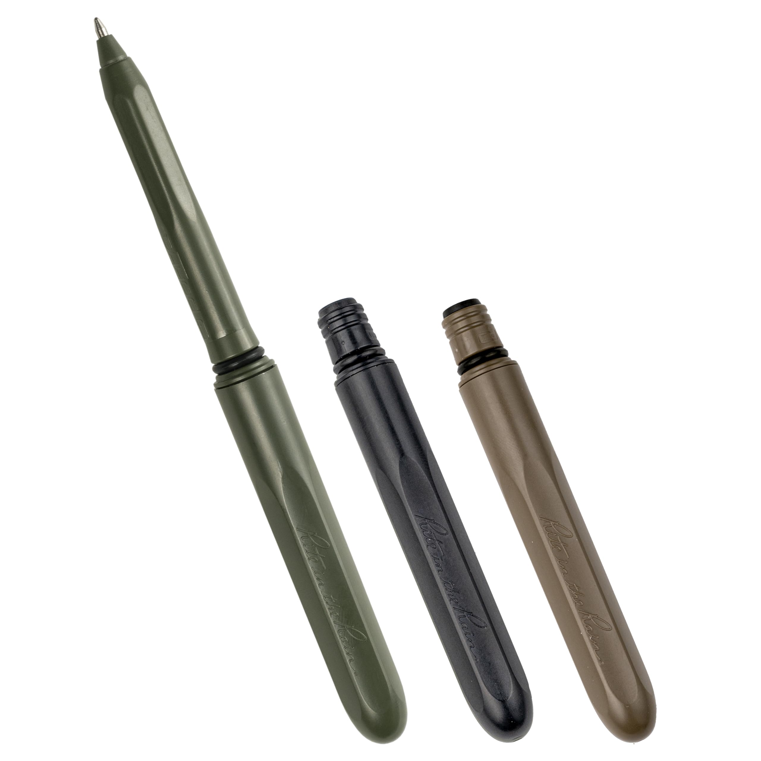 Rite In The Rain All-Weather Edc Pen, Flat Dark Earth, Black, Od Green Pokka 3-Pack, Black 0.8Mm Ink, Fine Point (No. Tac92)