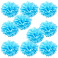 WYZworks Set of 10 - Aqua Blue 16 - (10 Pack) Tissue Pom Poms Flower Party Decorations for Weddings, Birthday, Bridal, Baby Show
