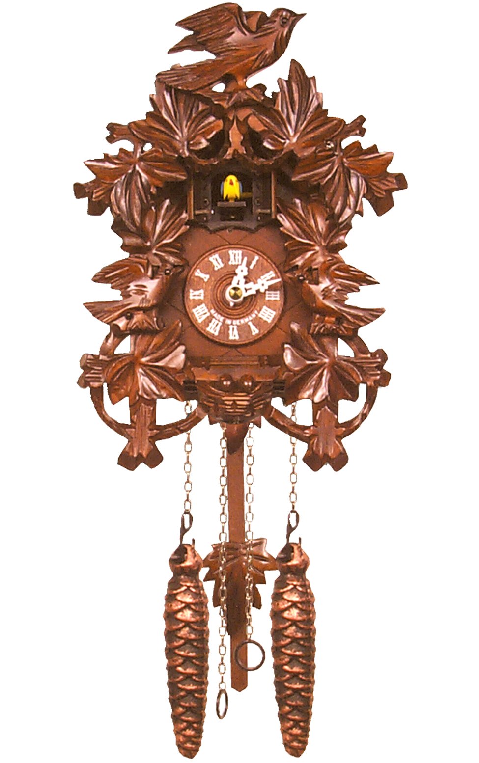 Alexander Taron Importer 625Q Engstler Battery-Operated Cuckoo Clock-Full Size-9.25" H X 7.5" W X 6" D, White