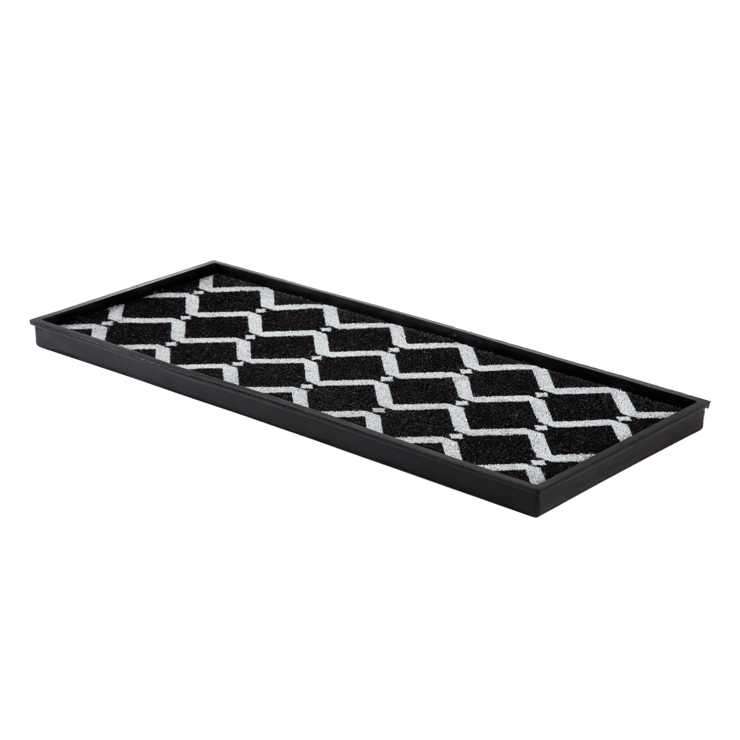 Anji Mountain Heavy Duty Waterproof Rubber Shoe Storage Mat Organizer/Boot Storage Tray Multi Use For Entryway With Coir, Black