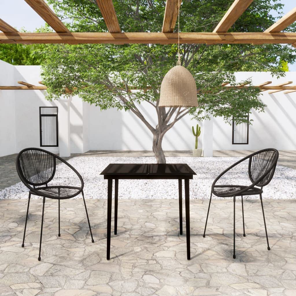 vidaXL Patio Dining Set 3 Piece Black Garden Outdoor Table and Chair Furniture