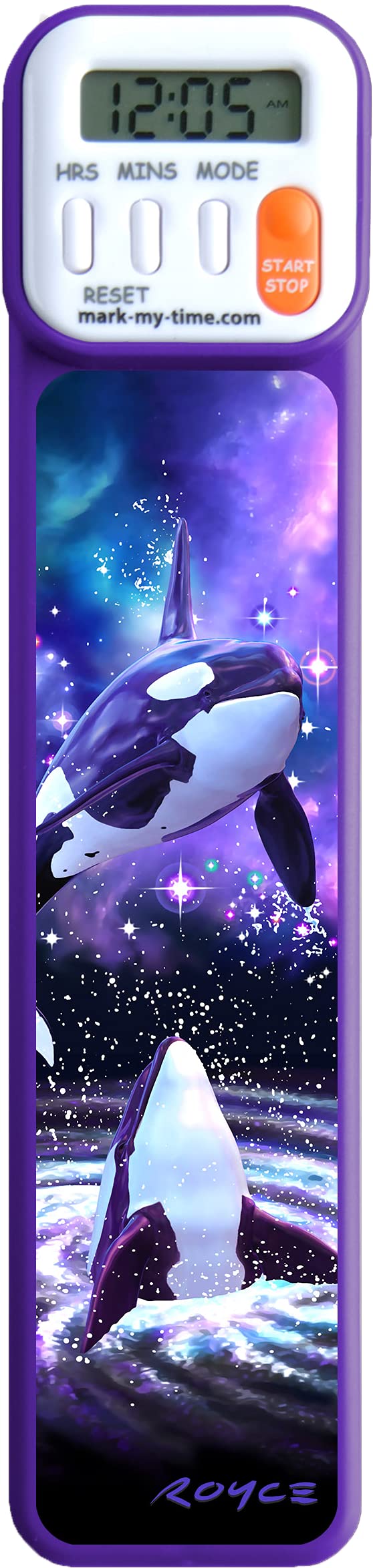 Mark-My-Time 3D Orcas Digital Bookmark And Reading Timer - Purple