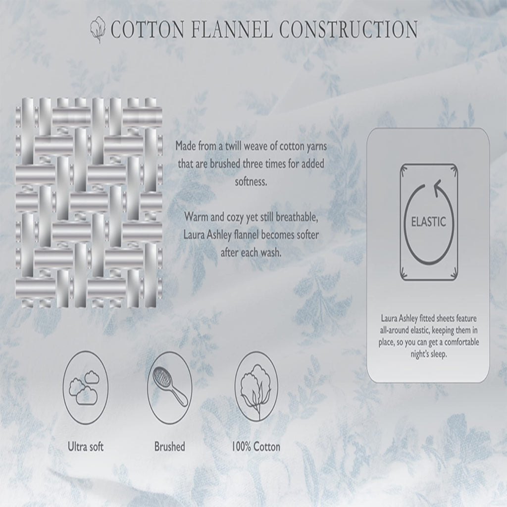Laura Ashley Home - Queen Sheets, Cotton Flannel Bedding Set, Brushed For Extra Softness & Comfort (Evie Pink, Queen)