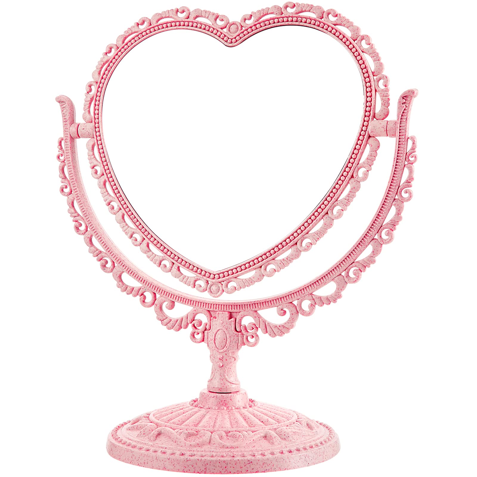 Jetec Heart Shaped Mirror Valentines Day Gift Double Sided Dresser Vintage Makeup Cosmetic Mirror for Dressing Bathroom Bedroom(