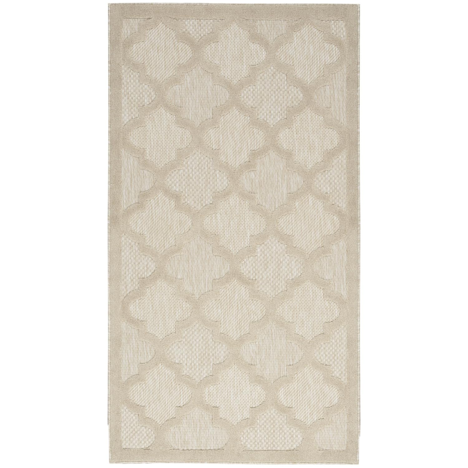 Nourison Easy Care Modern Indoor/Outdoor Cream 2' X 4' Area Rug, Easy Cleaning, Non Shedding, Bed Room, Living Room, Dining Room, Backyard, Deck, Patio (2X4)