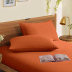 Horbaunal 2 Pack Microfiber Pillowcases Standard Size Burnt Orange Bed Pillow Cases With Envelope Closure, 1800 Thread Count Sof