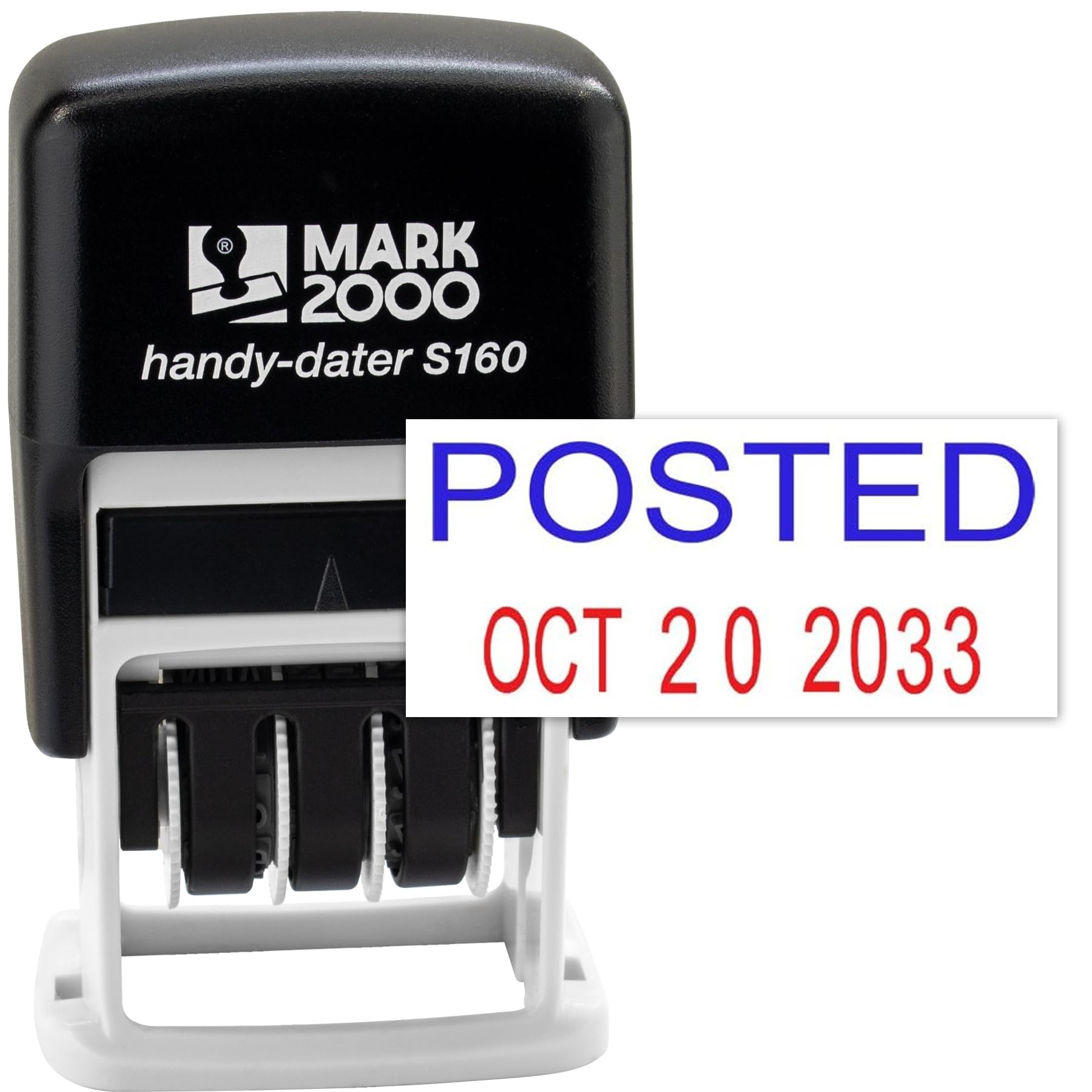 Mark 2000 Self-Inking Rubber Date Office Stamp With Posted Phrase Blue Ink & Date Red Ink (Handy-Dater S160), 12-Year Band