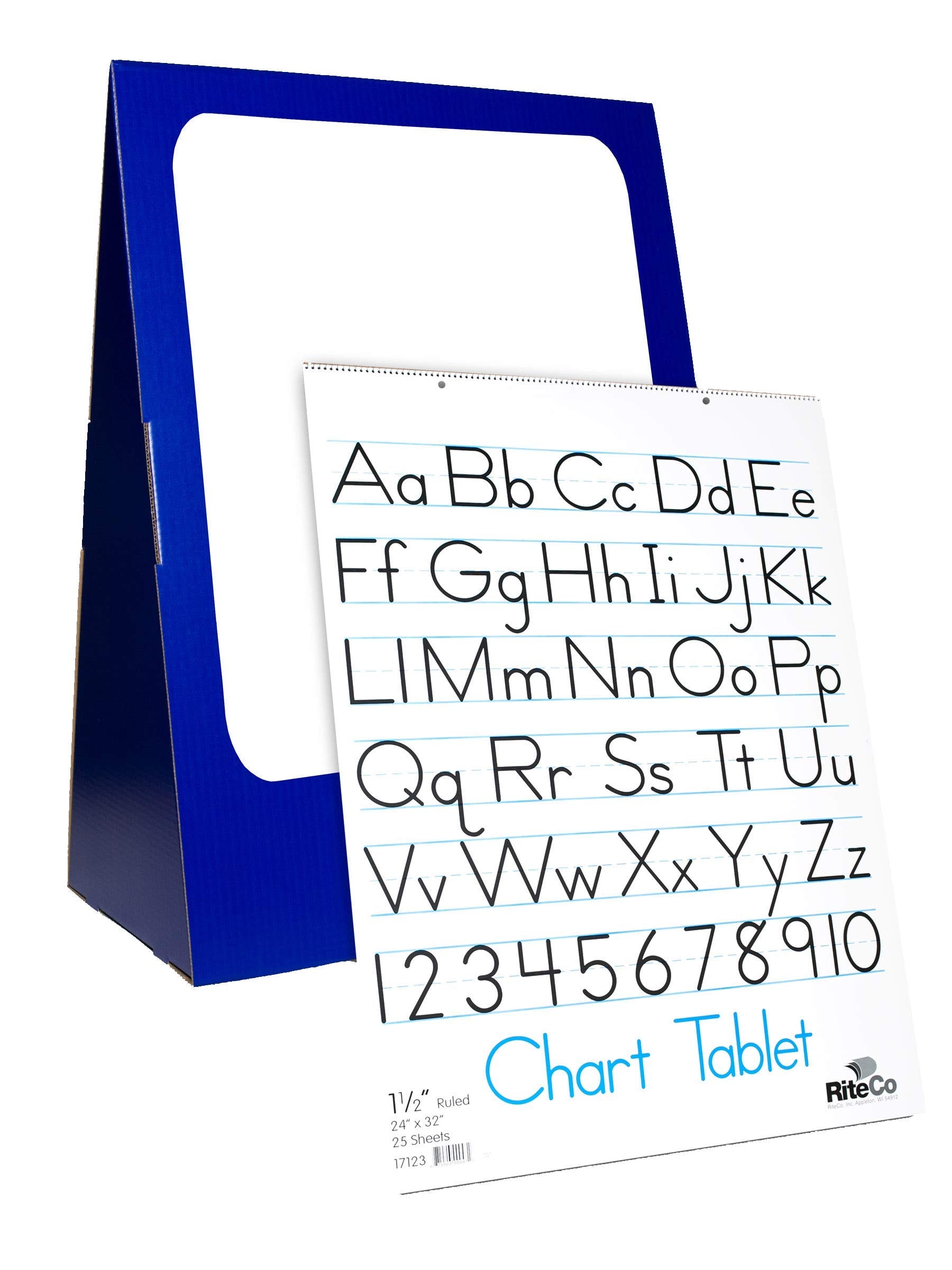 Flipside Products 24 x 33 x 14 Spiral Bound Flip Chart Set with a 18 x 24 Dry Erase Board and Chart Tablet (30503), Blue, White