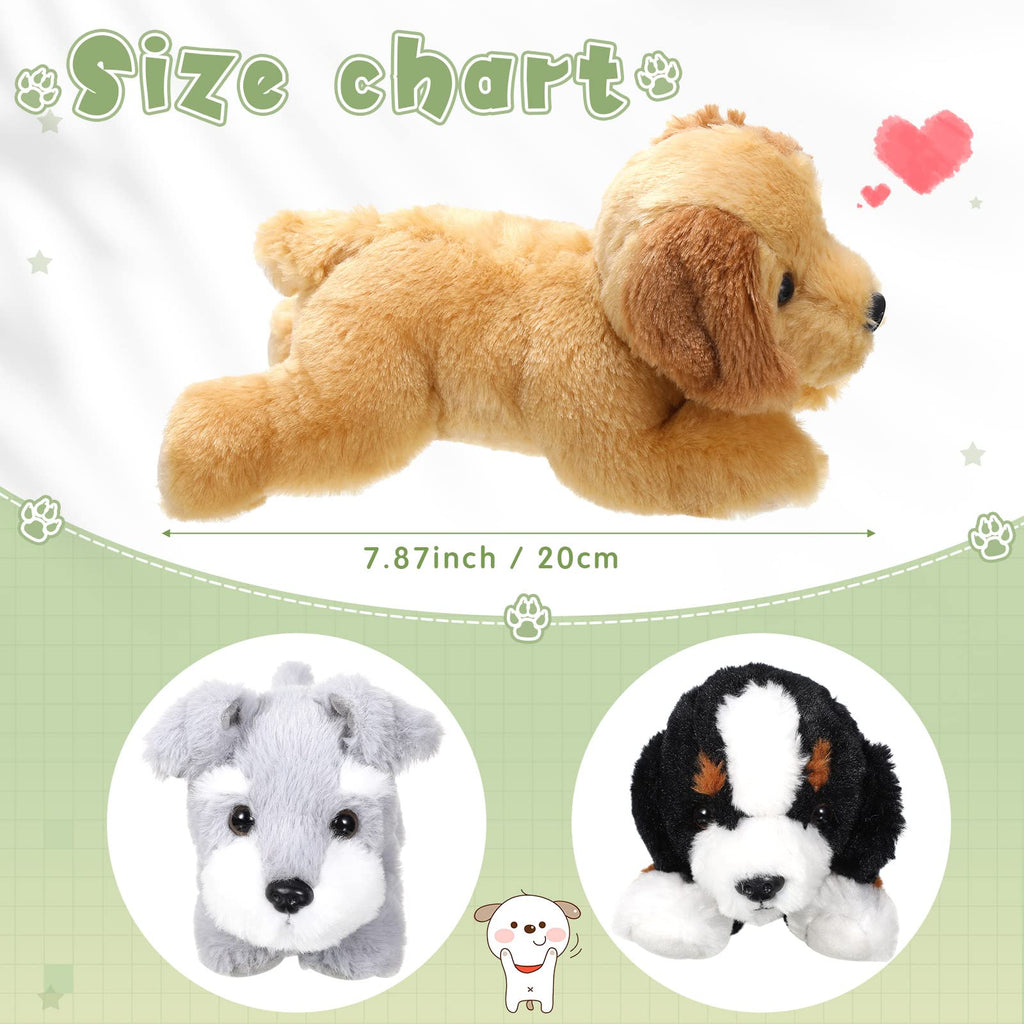 Skylety 3 Pcs 7.87 Inches Dog Stuffed Animal Plush Dog Soft Plush Dog Pillow Toy Fluffy Puppy Set For Christmas Girls Baby Kids