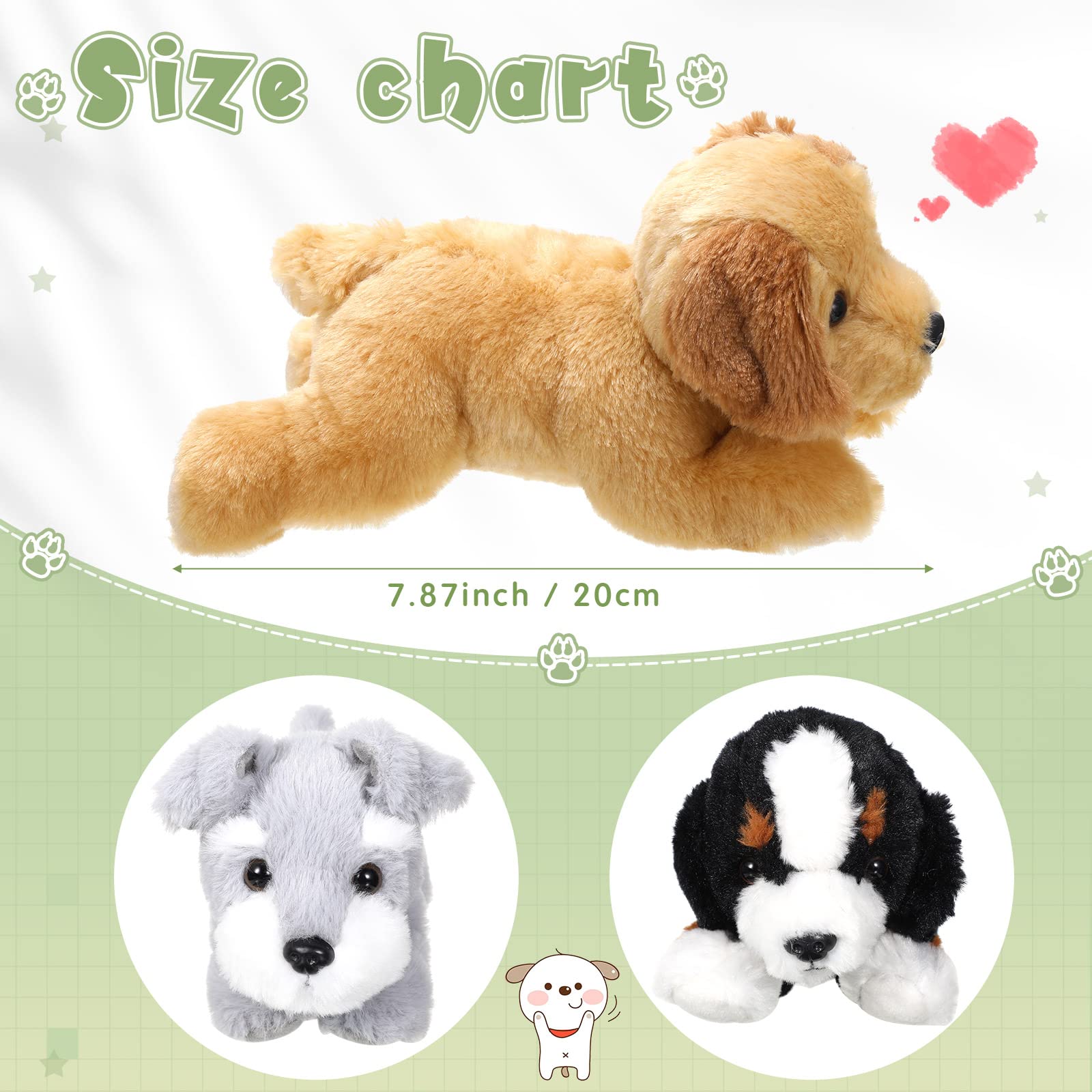 Skylety 3 Pcs 7.87 Inches Dog Stuffed Animal Plush Dog Soft Plush Dog Pillow Toy Fluffy Puppy Set For Christmas Girls Baby Kids